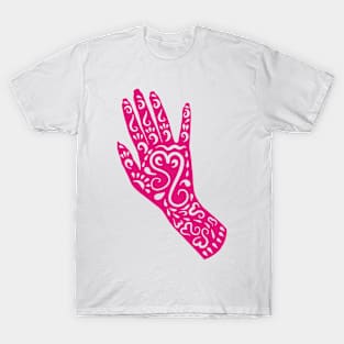 Pretty Pink Henna Hands With Hearts | Cherie's Art(c)2021 T-Shirt